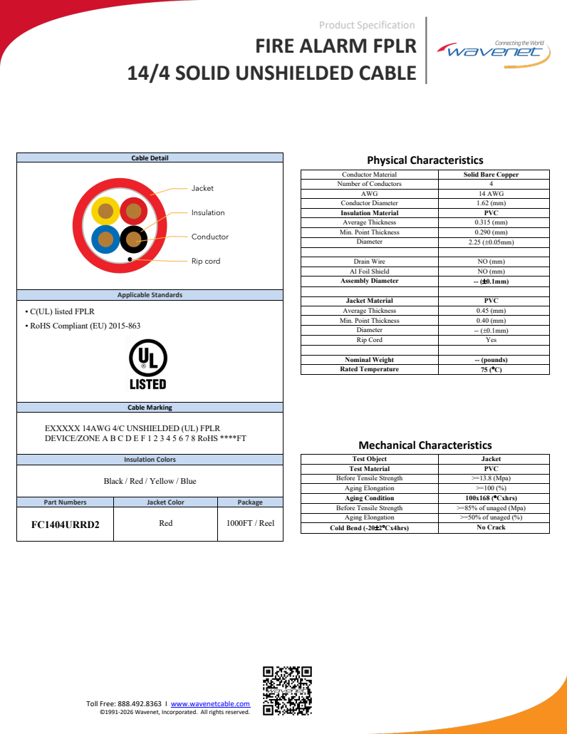 Wavenet14/4 specification associated with FC1404URRD2