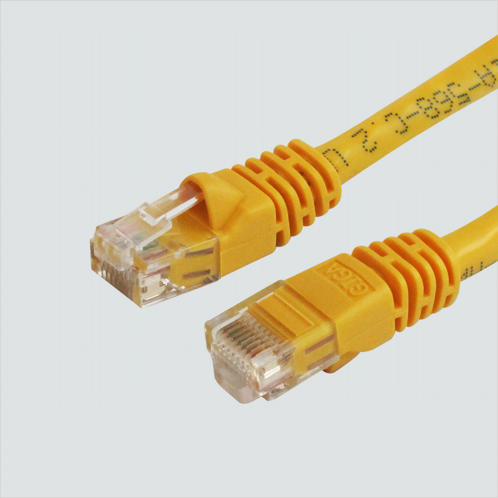 Wavenet yellow CAT6A patch cord connector and molded boot details