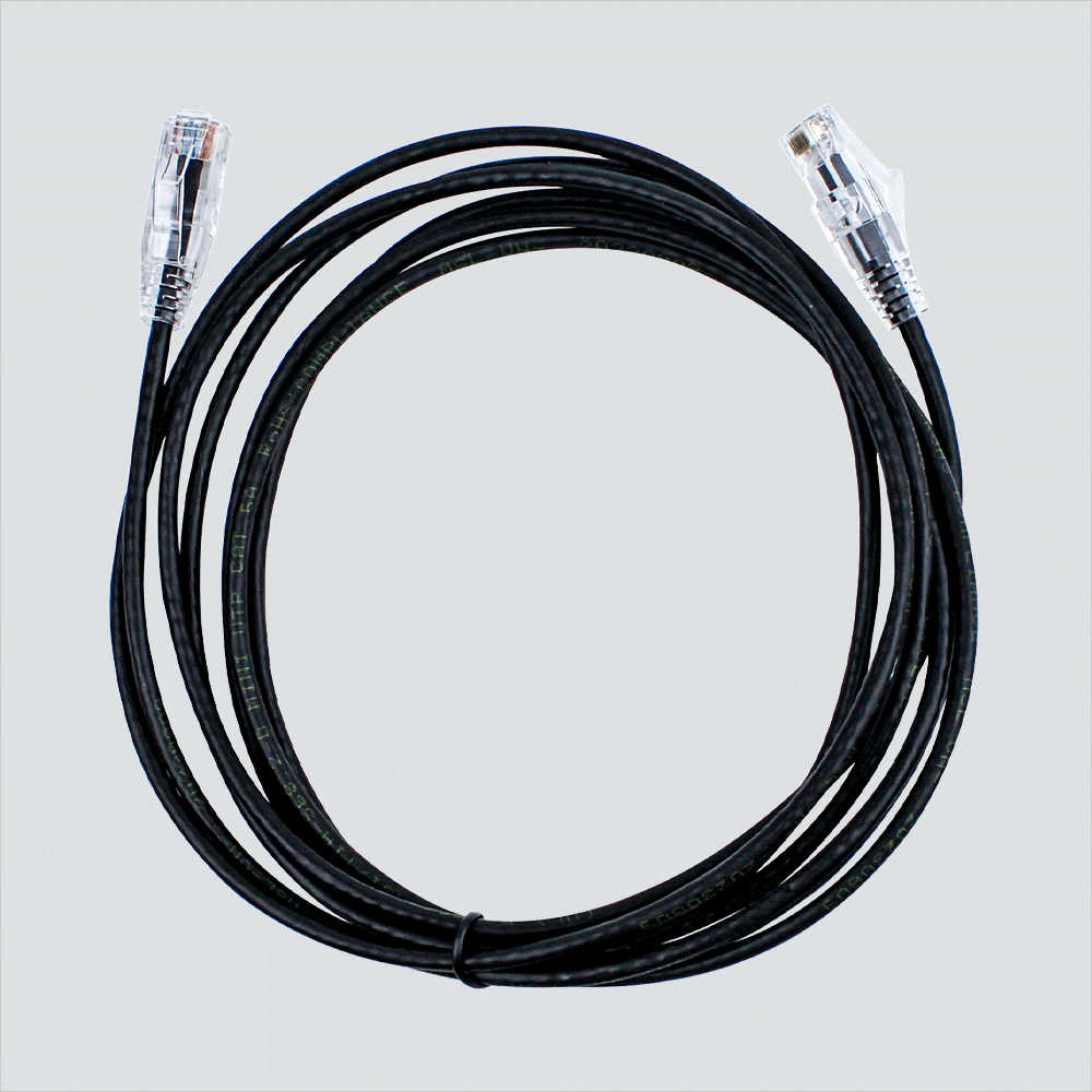 Wavenet black CAT6A slim patch cord coiled cord