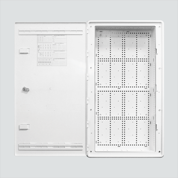 Wavenet WHWS30AEP 30-inch white plastic enclosure with hinged door open
