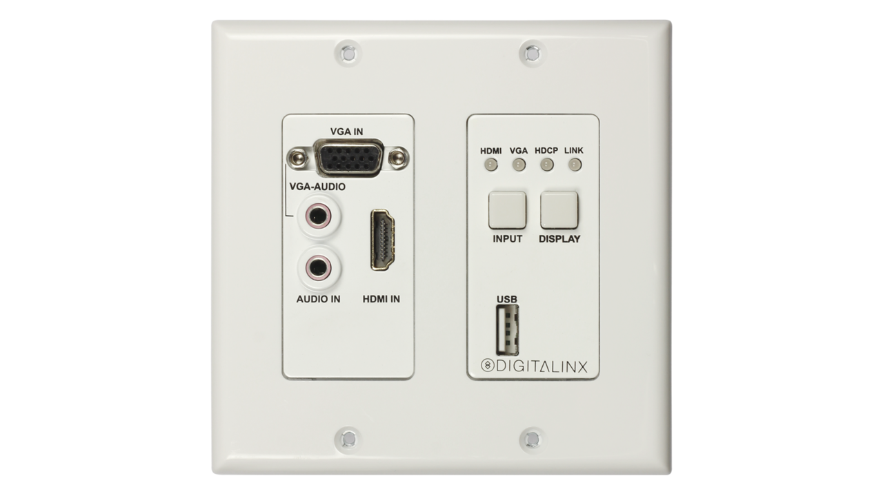 DL-1H1V1U-WP-W HDMI / VGA w/Audio and USB transmitter wall plate