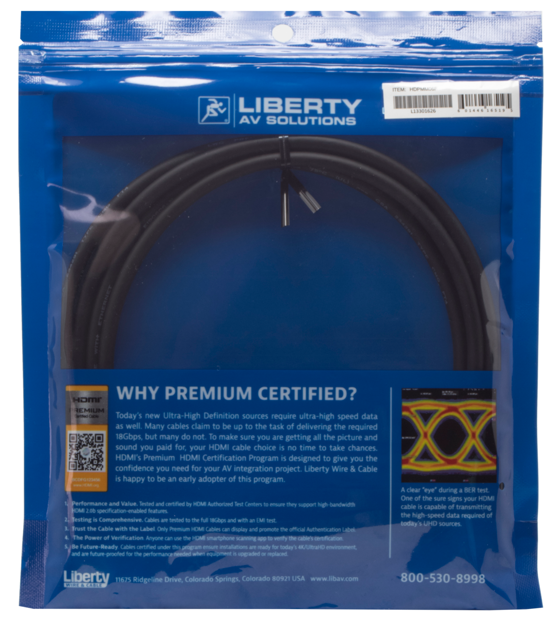 Liberty 6 ft Certified HDMI Premium Cable - HDPMM06F