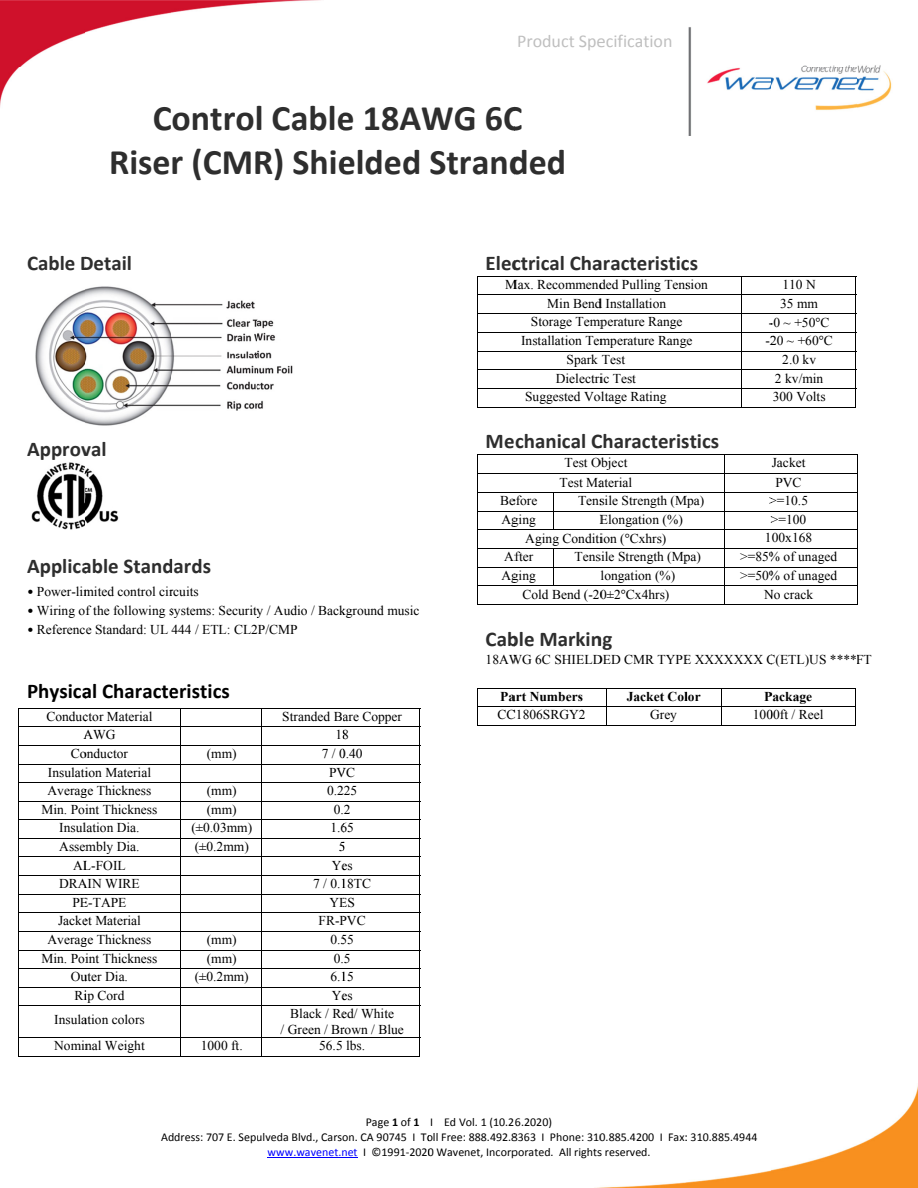 Wavenet CC1806SRGY2 manufacturer specification-sheet preview