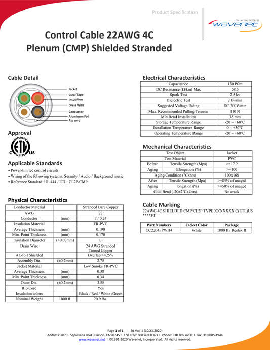 Wavenet CC2204FPWH4 manufacturer specification-sheet preview