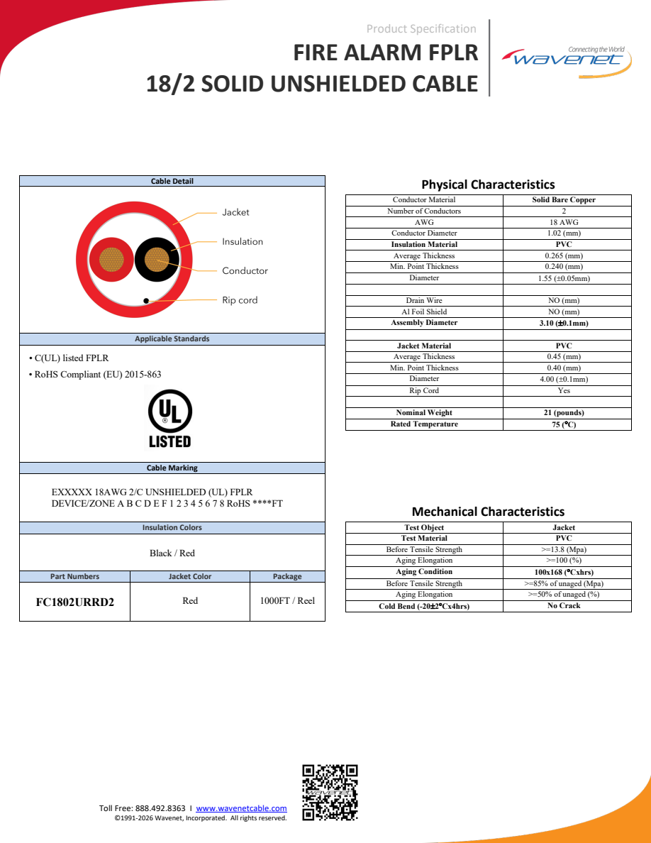 Manufacturer PDF associated with FC1802URRD2, printed part FC1802URRD2