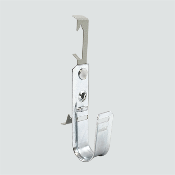 Manufacturer view of one Wavenet JHMF34-C J-hook with Batwing mounting attachment. 25-PACK includes 25 assemblies and 25 retainer clips; not all contents shown.