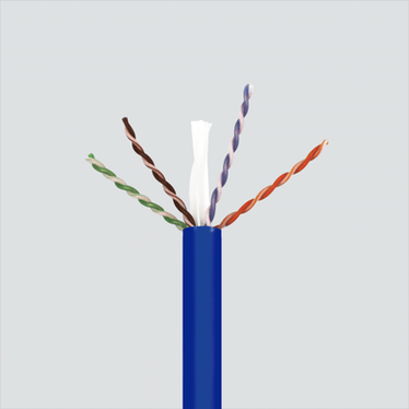 Wavenet 6A04URXX cable construction photograph, blue example; selected color and exact package may differ