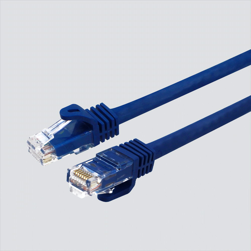 Wavenet blue CAT6A patch cord connector and molded boot details
