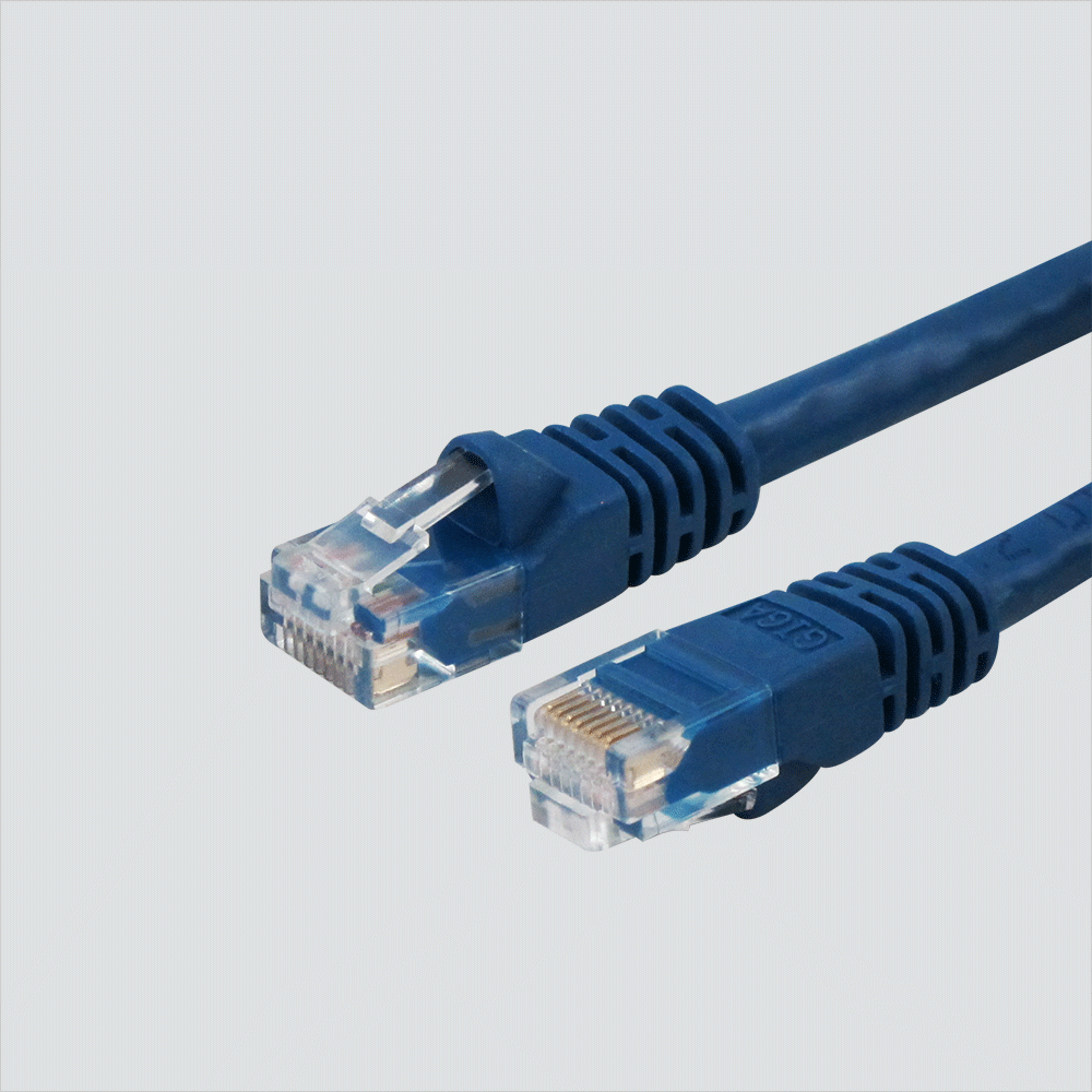 Wavenet blue CAT6 patch cord connector and molded boot details