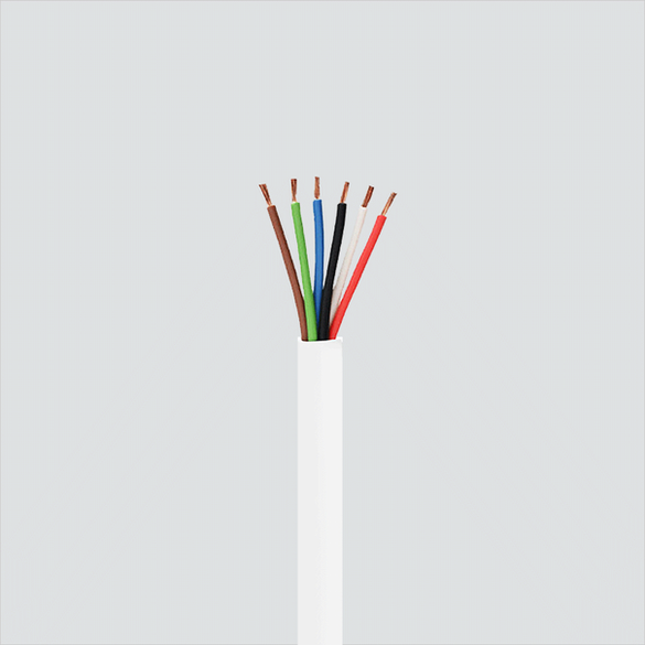 White security cable illustration with six colored conductors