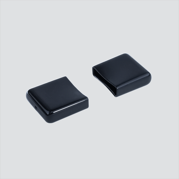 Manufacturer image showing two black Wavenet ladder runway endcaps