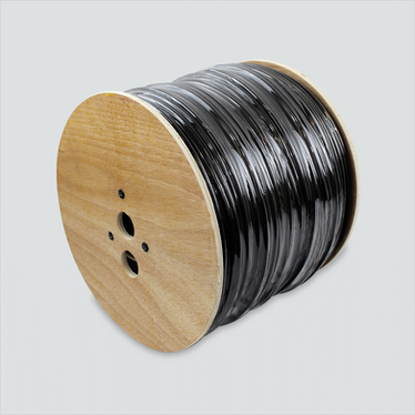 Black siamese cable on a wooden reel