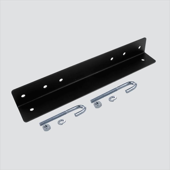 Manufacturer image of a black wall angle with two J-bolts, nuts and split lock washers