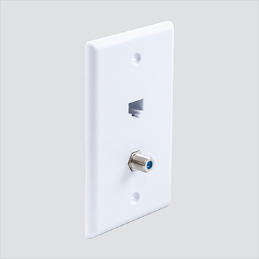 Wavenet 1CAT61F-WH white faceplate with one CAT6 jack and one F-type coax port