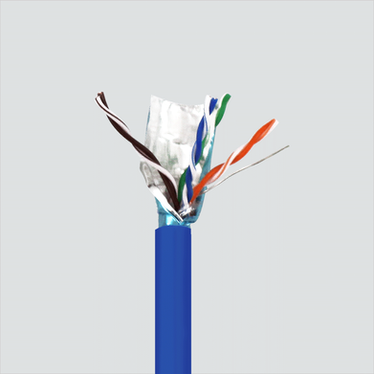 Wavenet 5E04SRXX cable construction photograph, blue example; cable color varies by product
