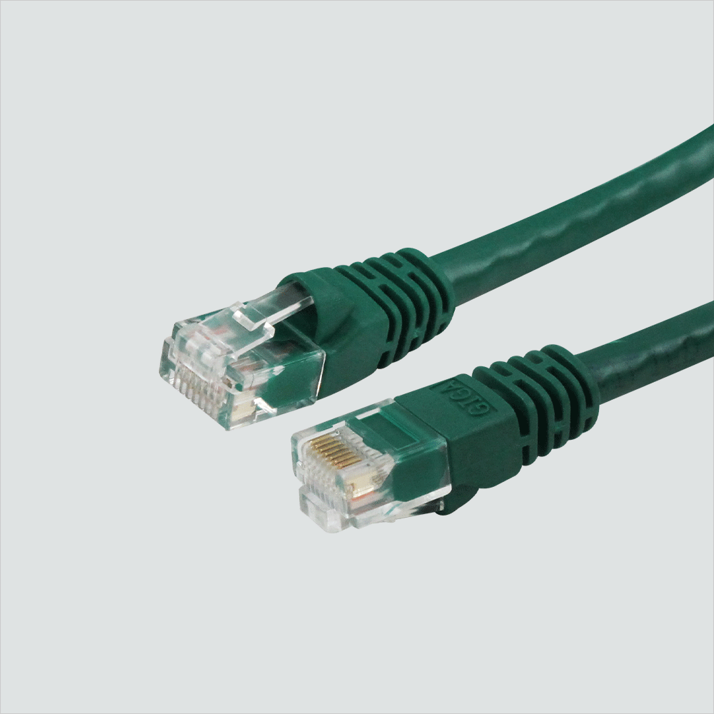 Wavenet green CAT6 patch cord connector and molded boot details
