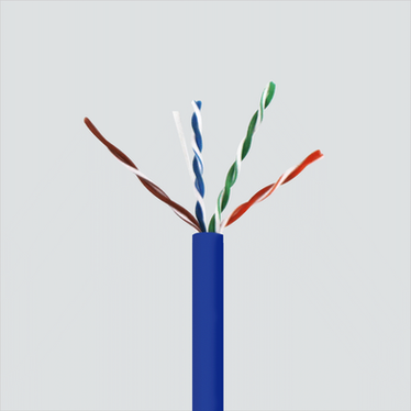 Wavenet 6E04URSPLSXX4N cable construction photograph, blue example; selected color and exact package may differ