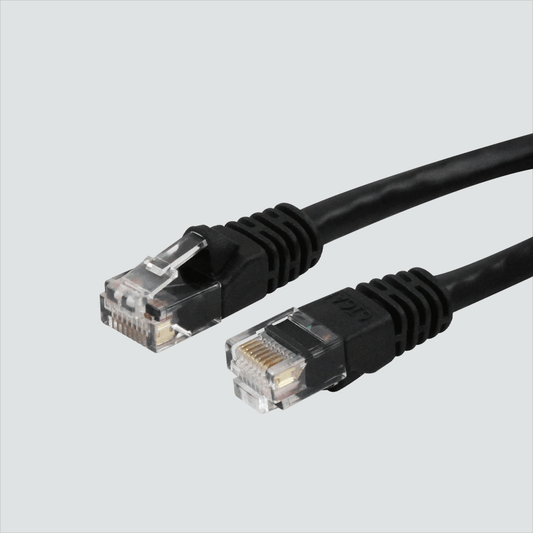 Wavenet black CAT6 patch cord connector and molded boot details