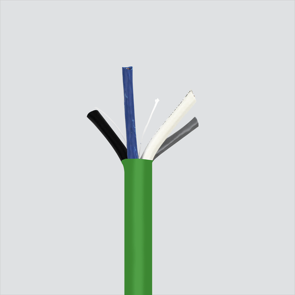 Illustration of green combination cable with four inner cable jackets and ripcord