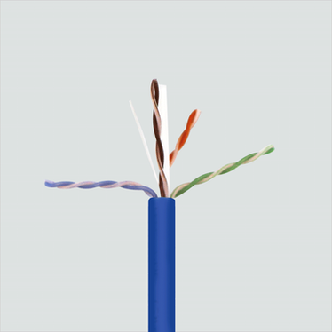 Wavenet 6E04URXX cable construction photograph, blue example; selected color and exact package may differ