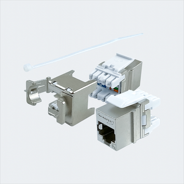 Wavenet HD-6AKSJ-FTP shielded keystone jack, assembled and component views; one jack per single pack