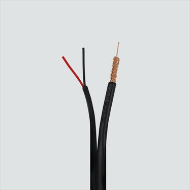 Representative black siamese coax and power cable cutaway