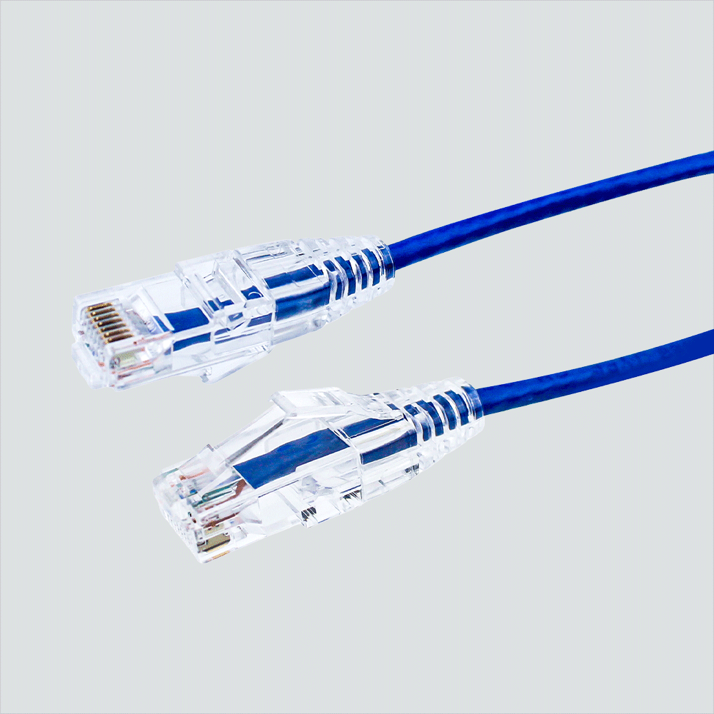 Wavenet blue CAT6 slim patch cord RJ45 connectors and transparent boots