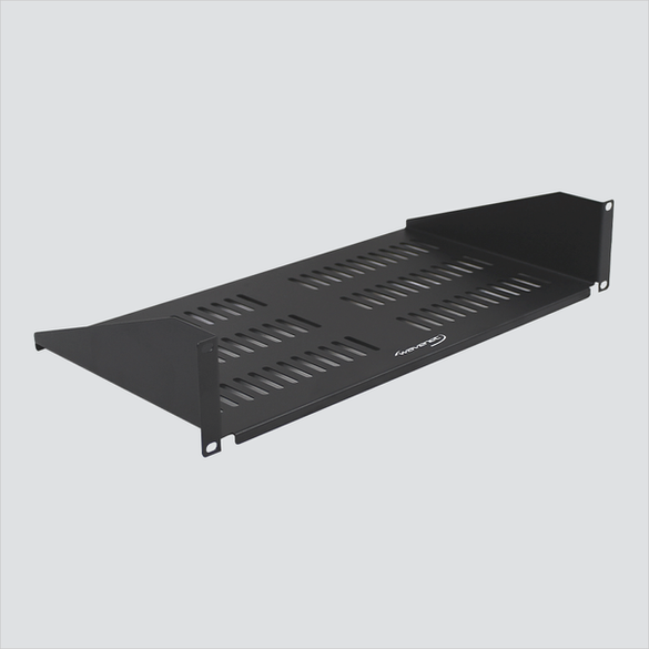 Manufacturer photo of Wavenet SHELF-10SSV showing one vented shelf. Each sale includes 1 shelf and 8 #12-24 mounting screws; rack, equipment and cables are not included.