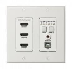 DL-3H1U-WP-W DigitaLinx Three HDMI HDBaseT Wall Plate w/ USB