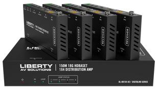 DL-HD1X4-H2 Digitalinx Series 1x4 18G HDBaseT Distribution Amp / Splitter kit including 4 Receivers