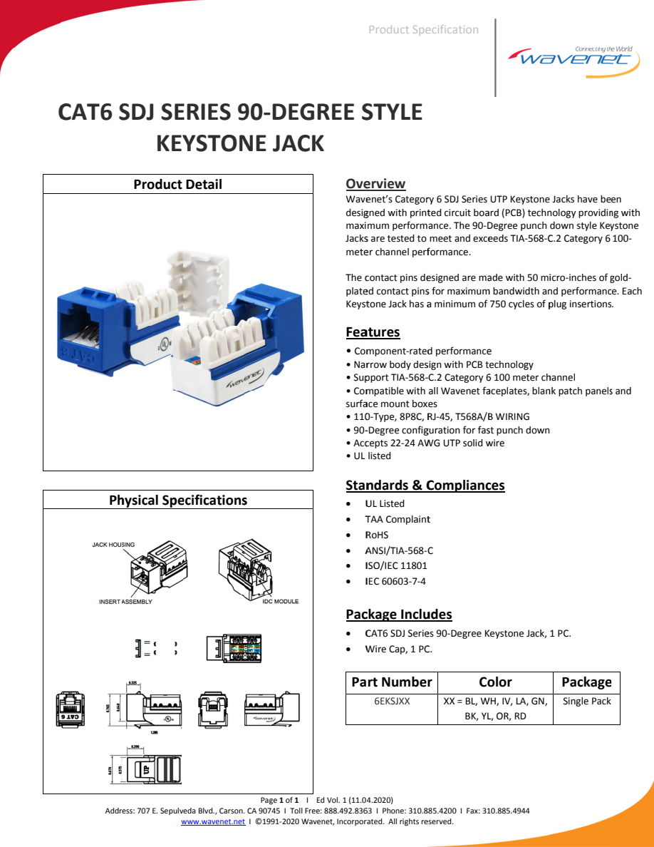 Manufacturer single-pack SDJ specification preview; blue illustration is not an exact orange product photo. This listing supplies one orange jack and one cap.