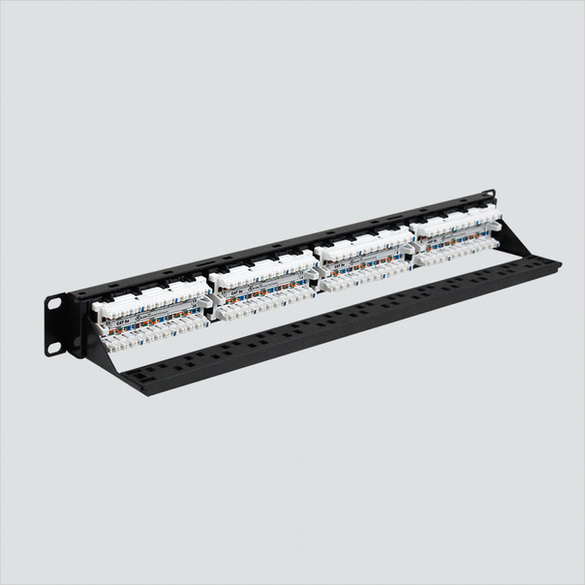 Manufacturer rear termination view of the Wavenet 5EPP24 24-port 1U panel. One panel per sale.