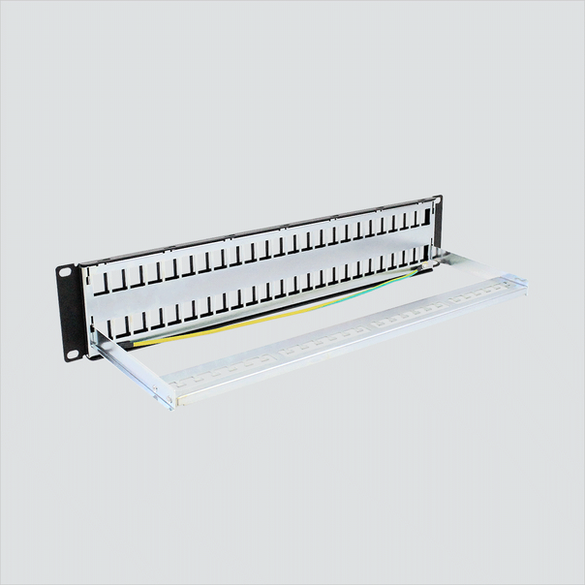 Manufacturer rear/support view of Wavenet BPPWM-48, a 48-position unloaded straight panel. One panel per sale; keystone jacks and cables are not included.