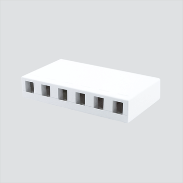 Manufacturer photo shows one white 6-port unloaded surface-mount box. This listing supplies one Ivory box; the white photo illustrates the form, not the selected color.