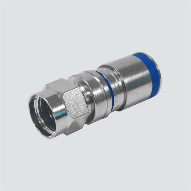 Wavenet F-type compression connector with blue bands