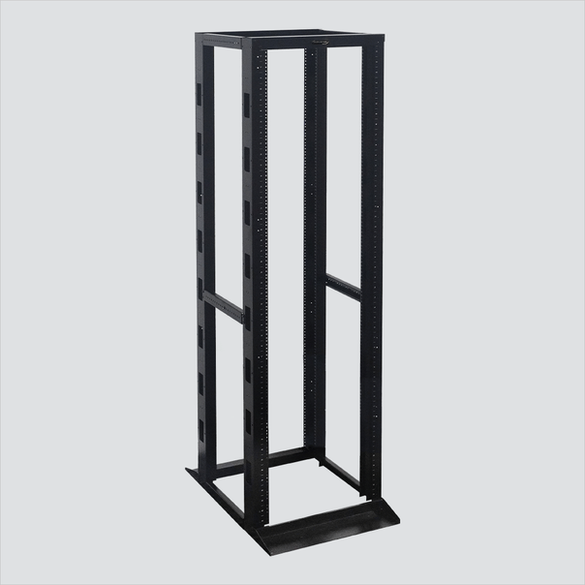 Wavenet 4POST-45U black 45U 4-post open-frame rack, assembled and unloaded, view 1