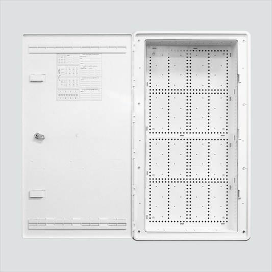 Wavenet WHWS30AEP 30-inch white plastic enclosure with hinged door open