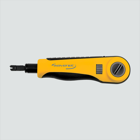 Wavenet TOOLPD-11066 yellow and black impact punch-down tool with an installed blade