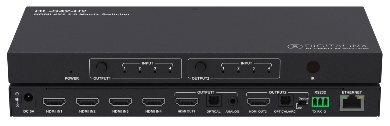 Digitalinx DL-S42-H2 4x2 HDMI 2.0 Matrix Switch W/ ARC