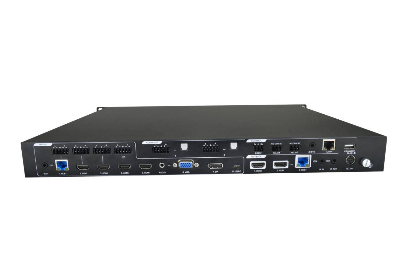 INT-PS82-H2 8x2 HDMI2.0 18G 4K Seamless Presentation switcher with HDBaseT input and output with included 18G HDBaseT Receiver