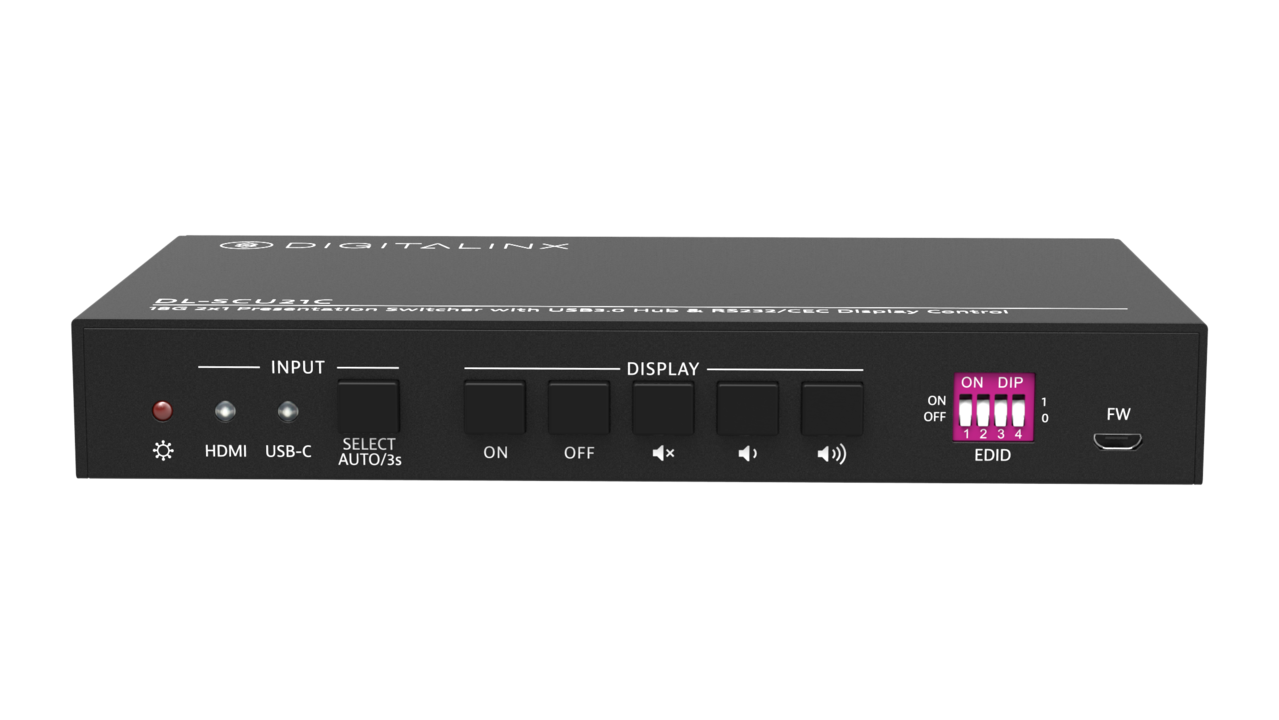 DL-SCU21C 2x1 SoftCodec Huddle Room Auto Switcher with HDMI, USB-C, USB3.0 Hub, and Display control