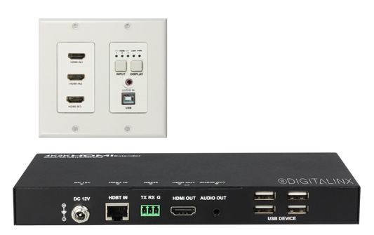 Digitalinx DL-HDBT3H-WP-KIT 3 HDMI w/Audio & USB Wall Plate Extension Kit