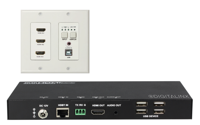 Digitalinx DL-HDBT3H-WP-KIT 3 HDMI w/Audio & USB Wall Plate Extension Kit