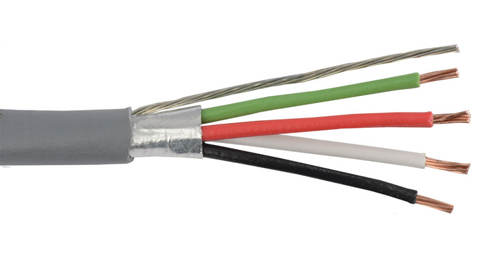18-4C-SH-GRY Grey Commercial grade general purpose 18 AWG 4 conductor shielded cable