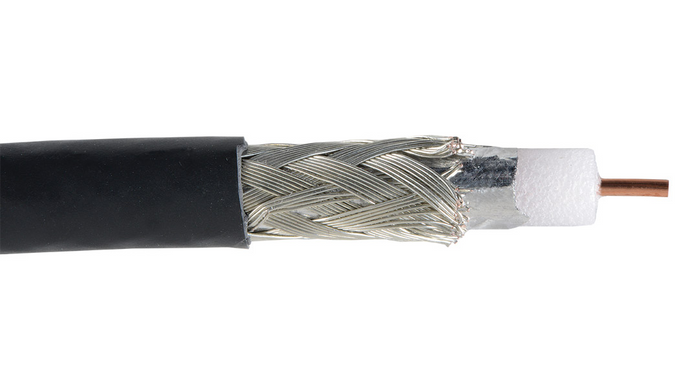 20-CMP-VID-COAX-BLK Black Serial digital RG59 dual shield 4.5 GHz plenum coaxial cable