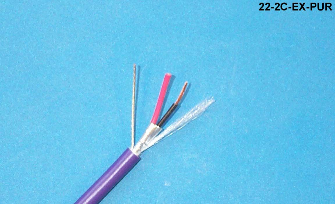 22-2C-EX-PUR-500 Violet audio and control 22 AWG 1 pair shielded cable