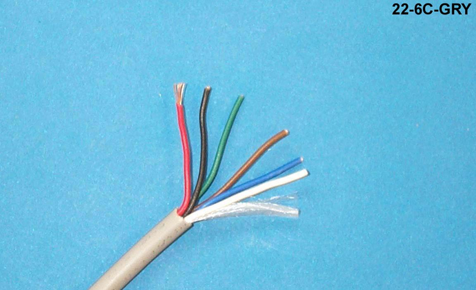 22-6C-GRY Grey Commercial grade general purpose 22 AWG 6 conductor cable