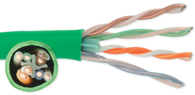 24-4P-L6-EN-GRN Green Category 6 U/UTP EN series 23 AWG 4 pair unshielded cable