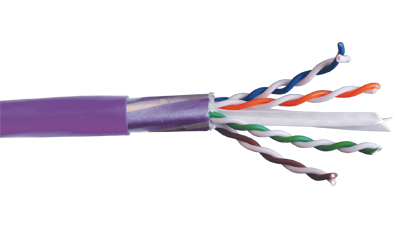 24-4P-L6SH-VIO Violet Category 6 F/UTP EN series 23 AWG 4 pair shielded cable