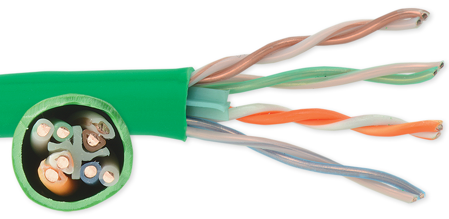 24-4P-P-L6-EN-GRN Green Category 6 U/UTP EN series 23 AWG 4 pair unshielded cable